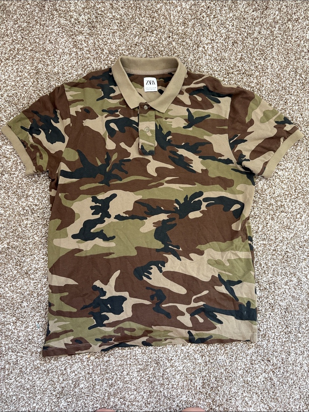 Zara men’s camo polo shirt. Size large
